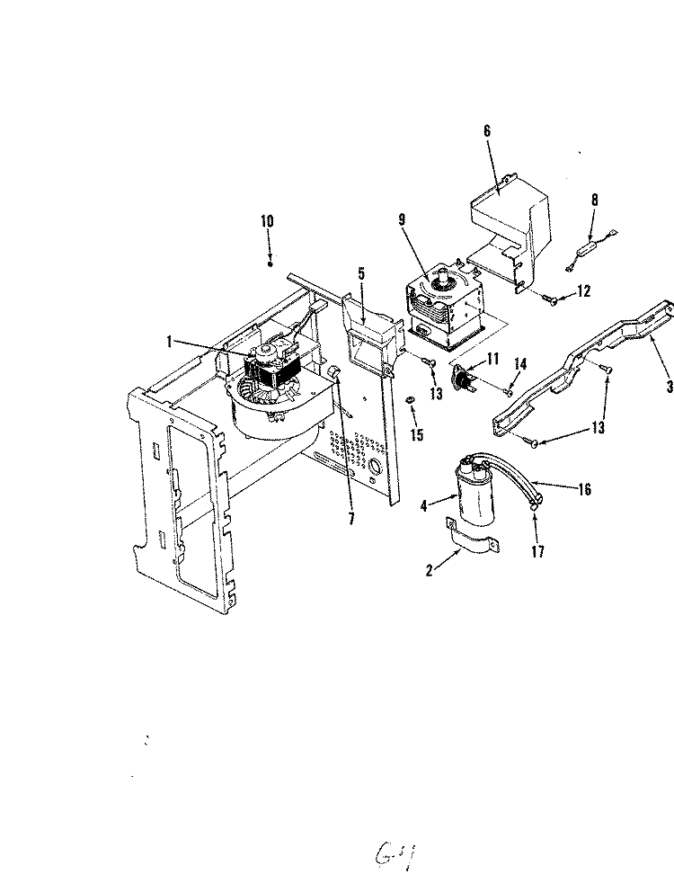 BLOWER MOTOR, MAGNETRON & DIODE Diagram and Parts List for M215  Hardwick Microwave