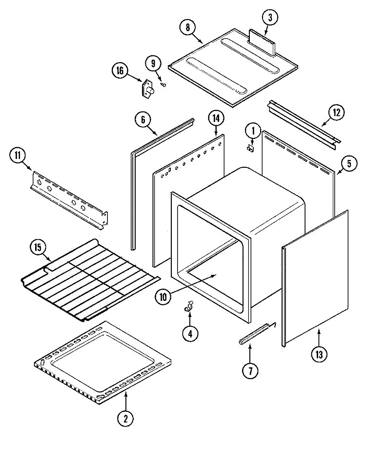 OVEN Diagram and Parts List for CLY2235BDB  Magic Chef Range