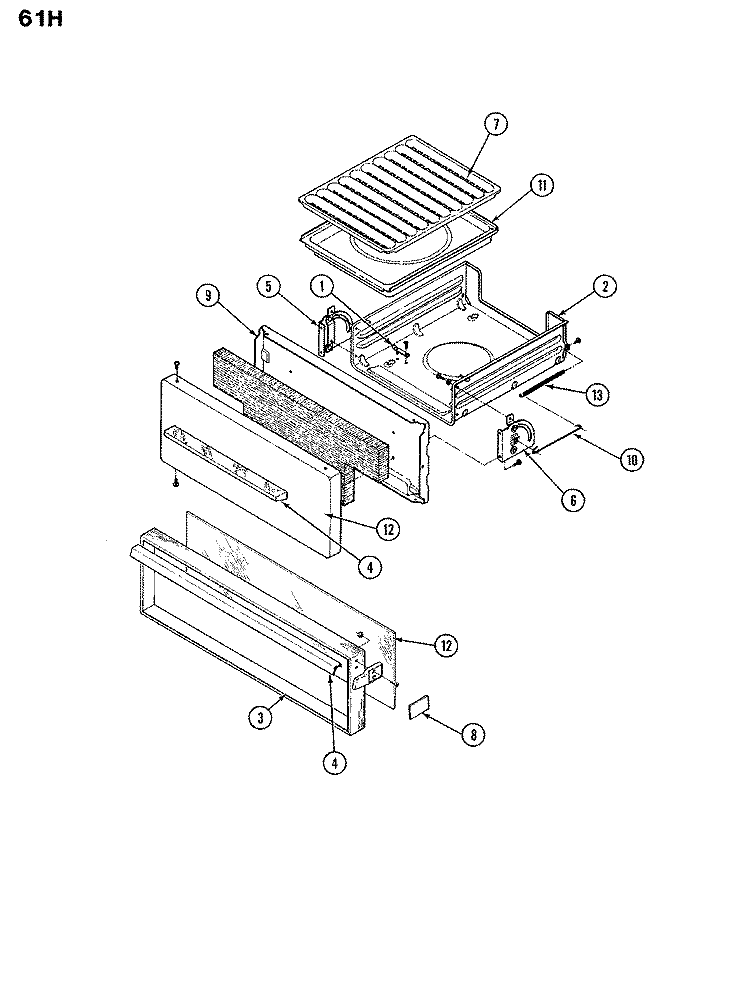 DRAWER Diagram and Parts List for S61HA-3KLX  Magic Chef Range