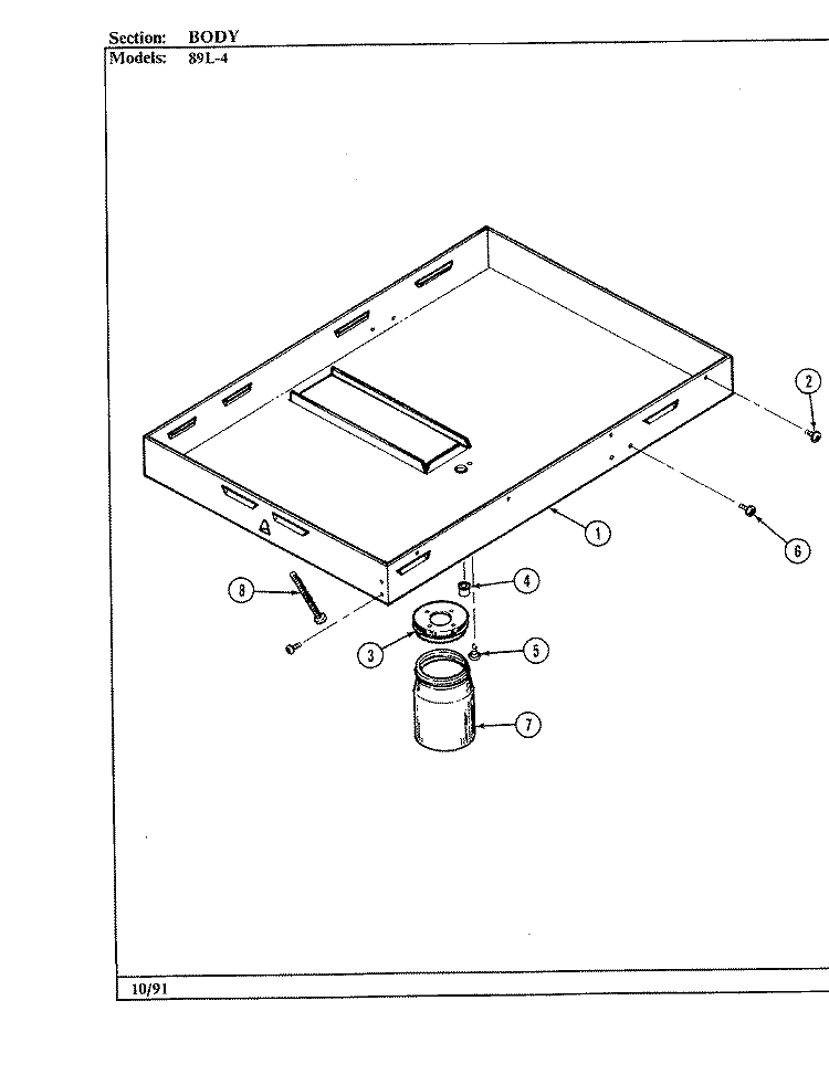 BURNER BOX Diagram and Parts List for 89L-4  Magic Chef Cooktop