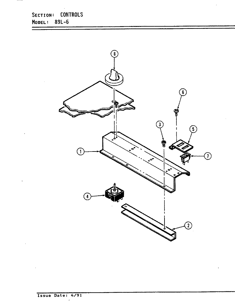 CONTROLS Diagram and Parts List for 89L-6  Maytag Cooktop