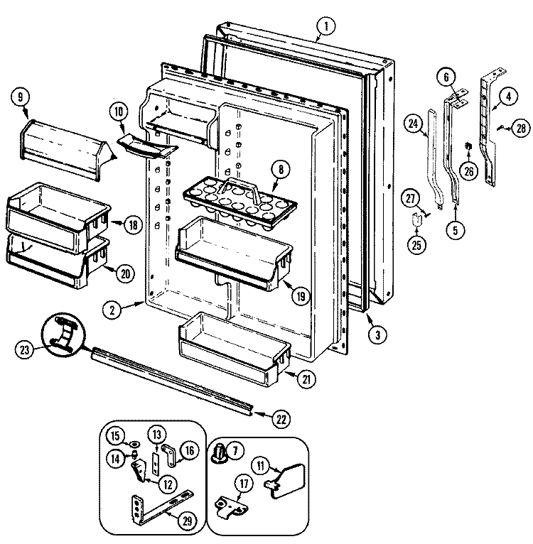 FRESH FOOD DOOR Diagram and Parts List for GT21A93V  Maytag Refrigerator