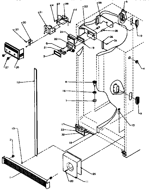 Refrigerator/freezer Controls And Cabinet Parts Diagram and Parts List for SXD25NP-P1162420W  Amana Refrigerator