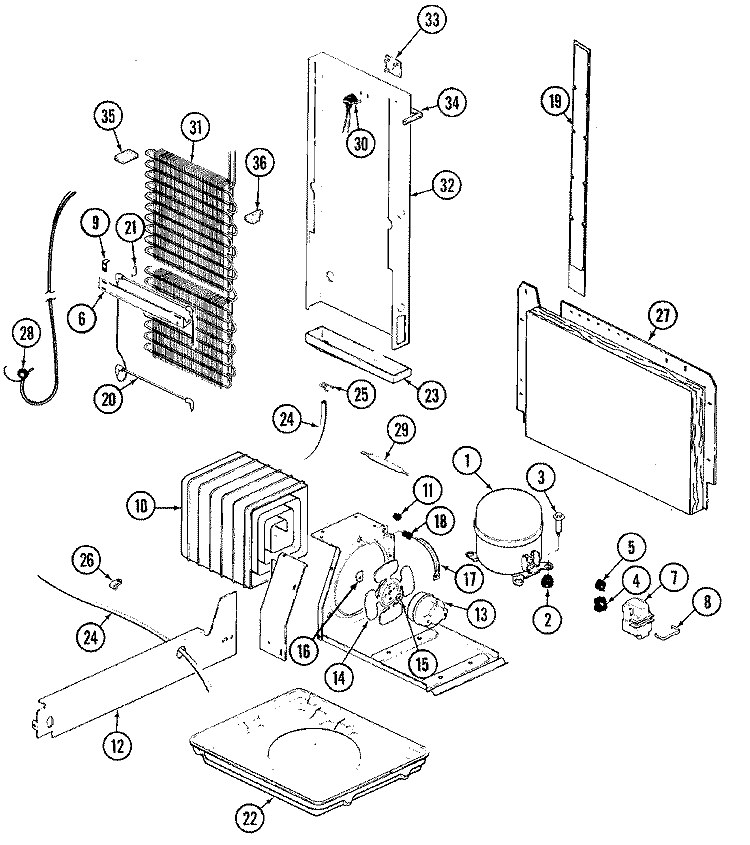 UNIT COMPARTMENT & SYSTEM Diagram and Parts List for RSW2400CKE  International Refrigerator