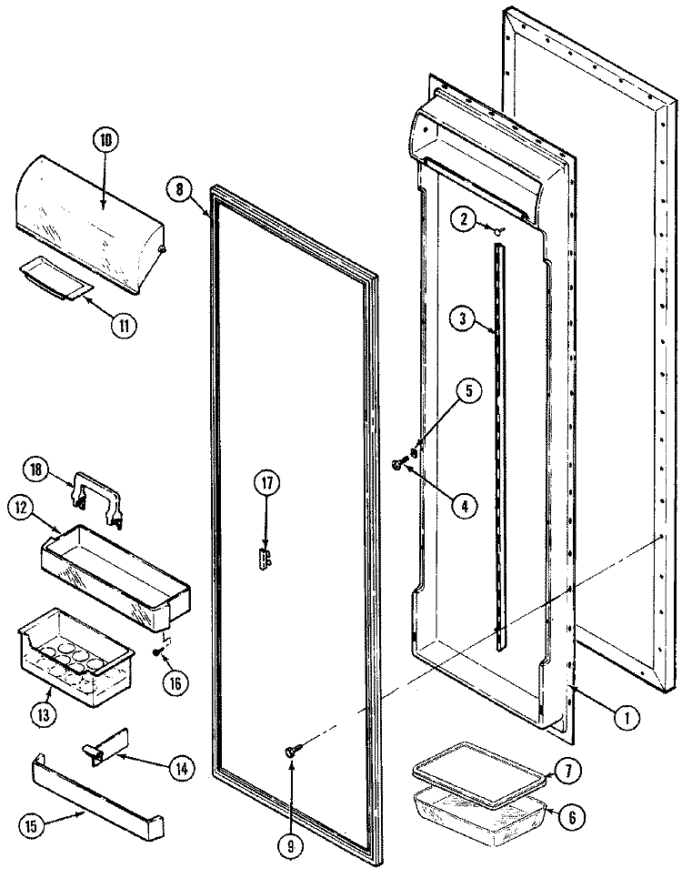 FRESH FOOD INNER DOOR Diagram and Parts List for RSW2400CKE  International Refrigerator
