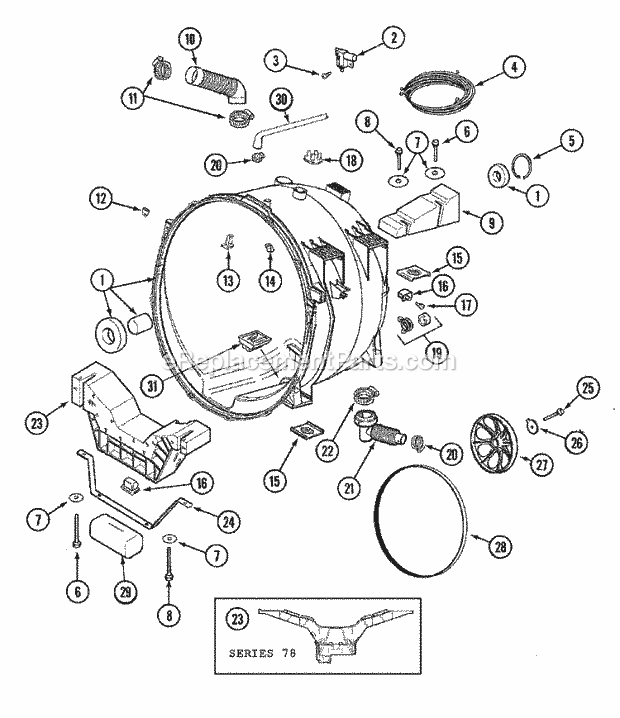 OUTER TUB Diagram and Parts List for MAH5500BWW  Maytag Washer