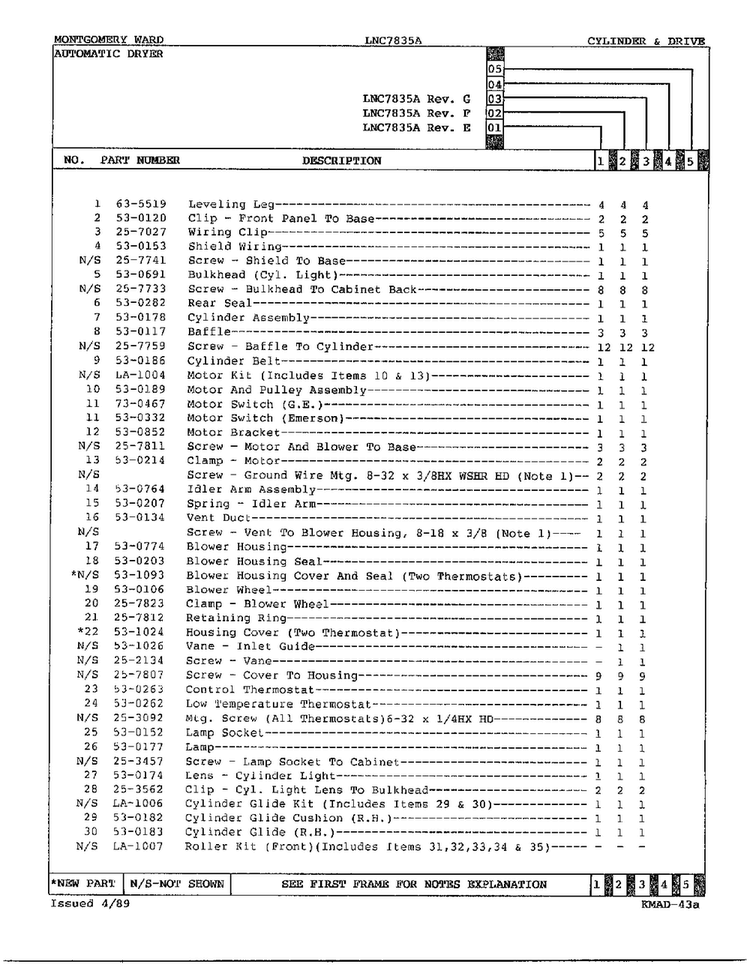 Cylinder And Drive Page 2 Diagram and Parts List for 7834A REV E Norge Dryer