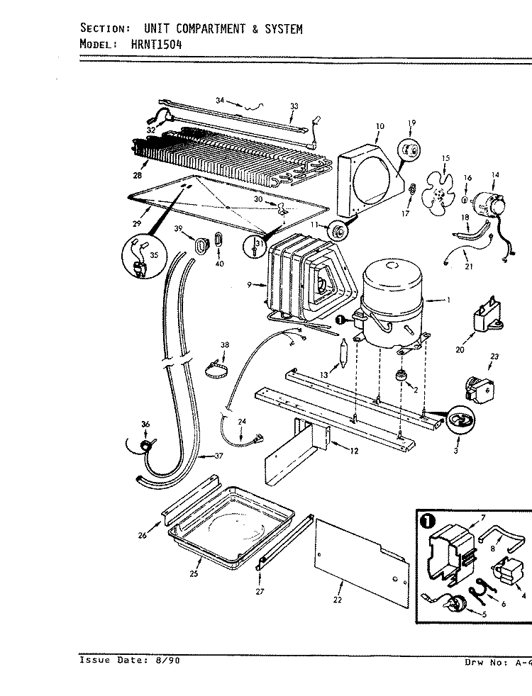 UNIT COMPARTMENT & SYSTEM Diagram and Parts List for HRNT1504 AF09A Hoover Refrigerator