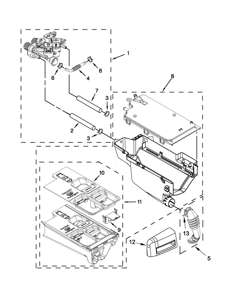 Dispenser Parts Diagram and Parts List for MHW6000AW0  Maytag Washer