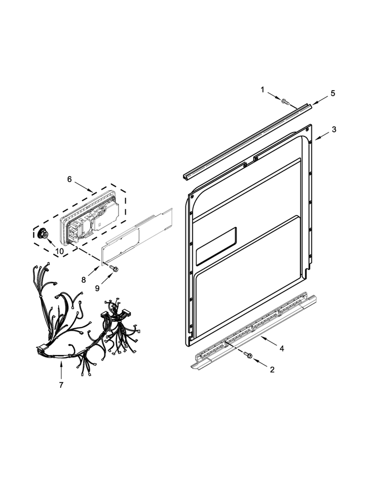 Inner Door Parts Diagram and Parts List for JDB9000CWP1  Jenn-Air Dishwasher