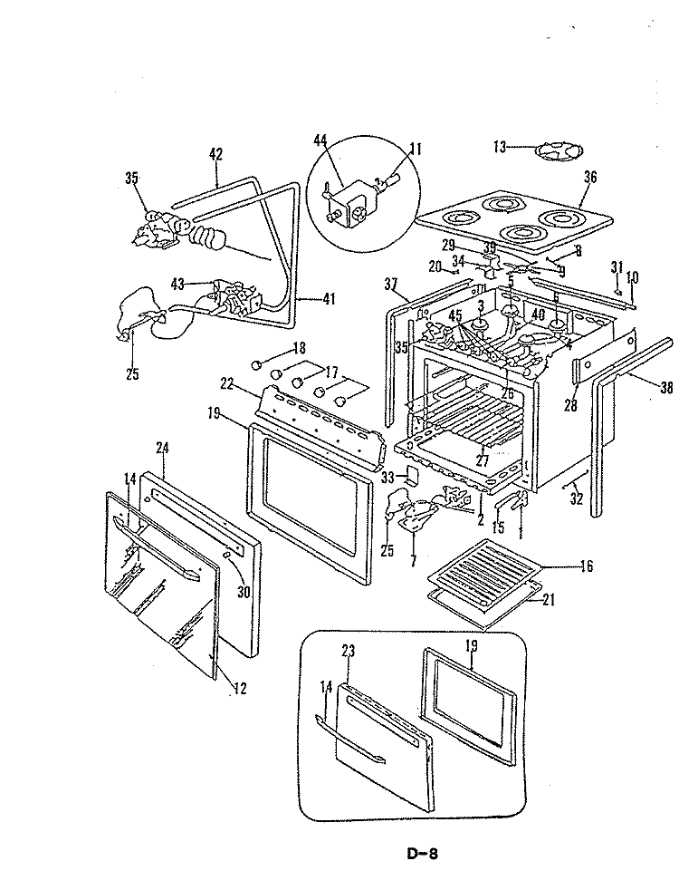 BODY Diagram and Parts List for BT18MK-3  Magic Chef Range