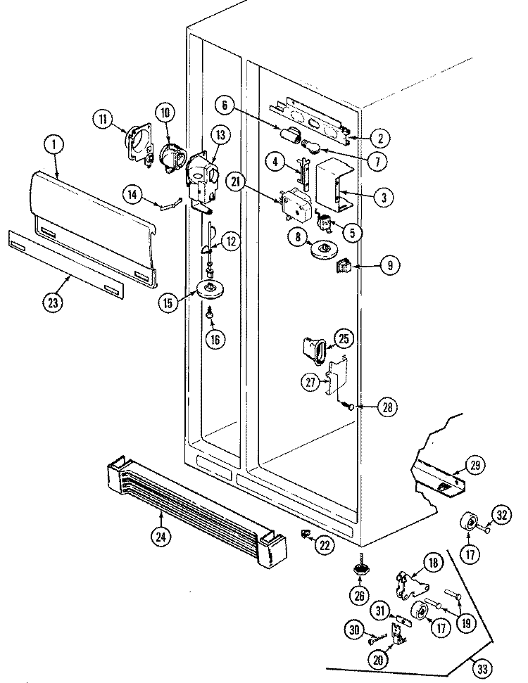 FRESH FOOD COMPARTMENT Diagram and Parts List for SILVER24  International Refrigerator