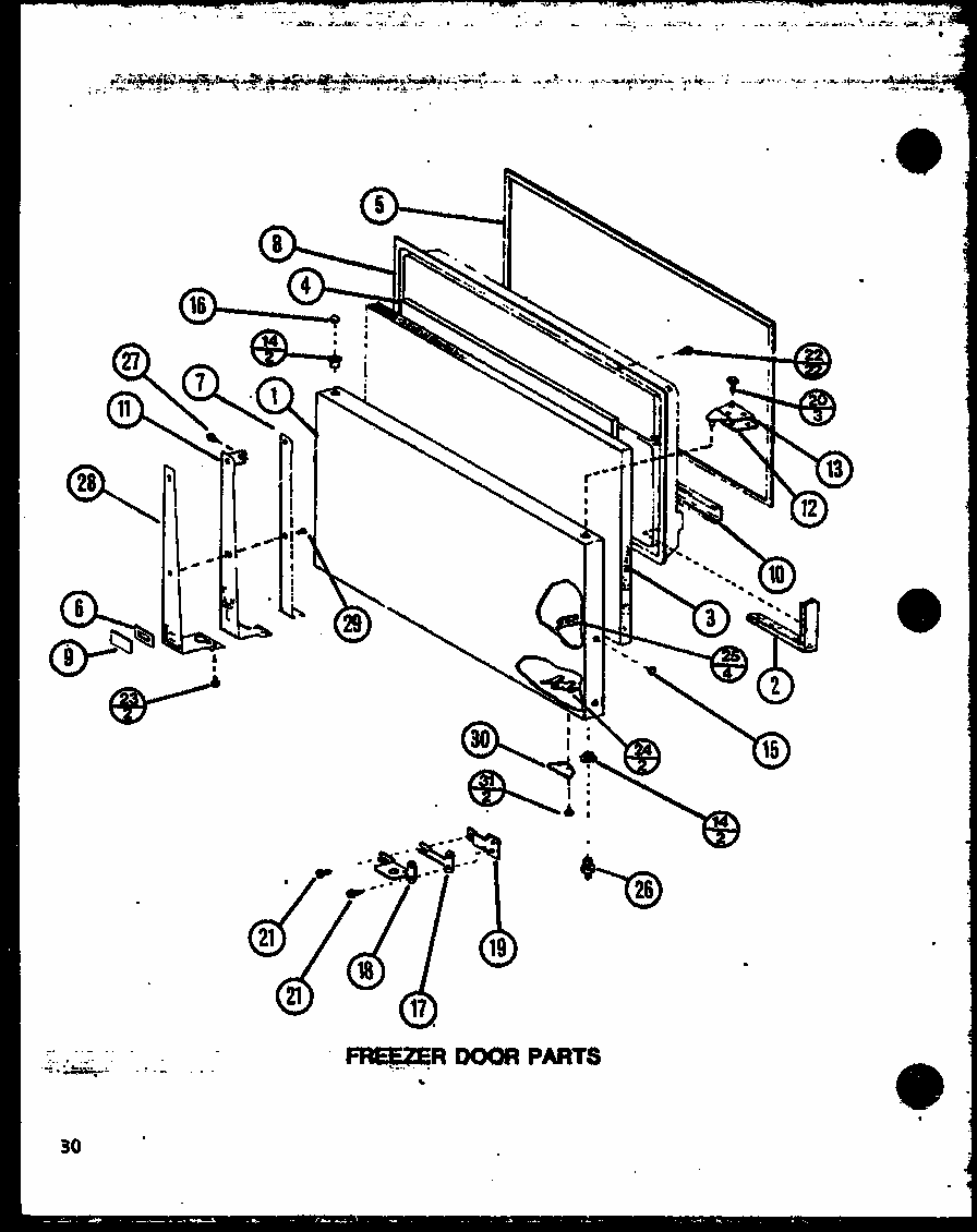 Freezer Door Parts (tm20n/p1102105w) (tm20n/p1102106w) Diagram and Parts List for TM18N-P1102104W  Amana Refrigerator