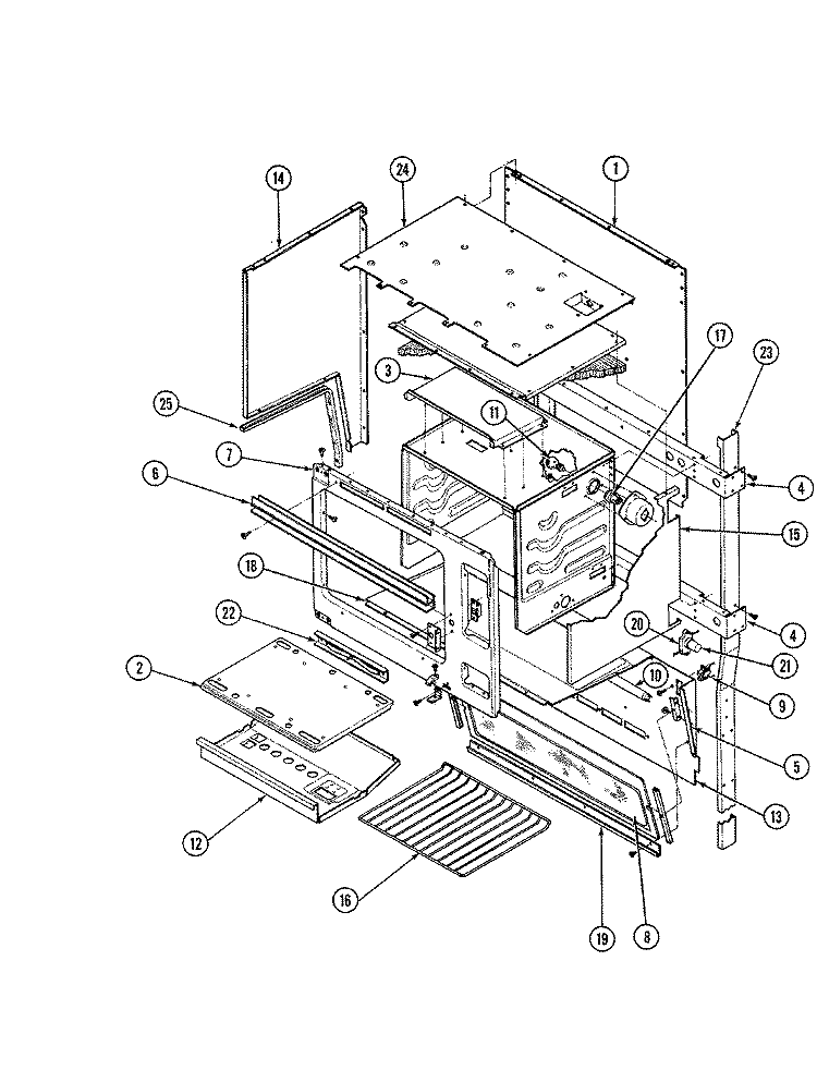 UPPER OVEN BODY Diagram and Parts List for SPG8441RTA719DZ  Hardwick Range