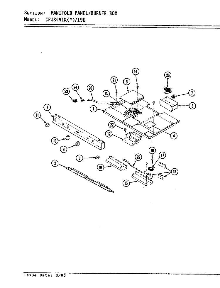 MANIFOLD PANEL / BURNER BOX Diagram and Parts List for CPJ8441KA719D  Hardwick Range