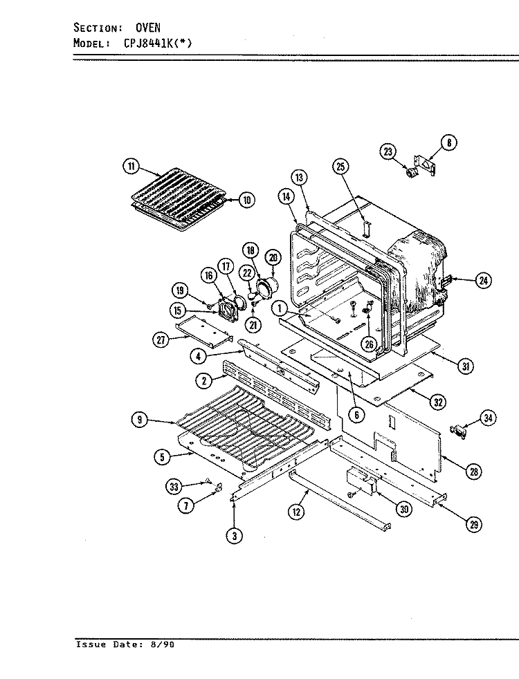 OVEN Diagram and Parts List for CPJ8441KW919D  Hardwick Microwave Oven Combo