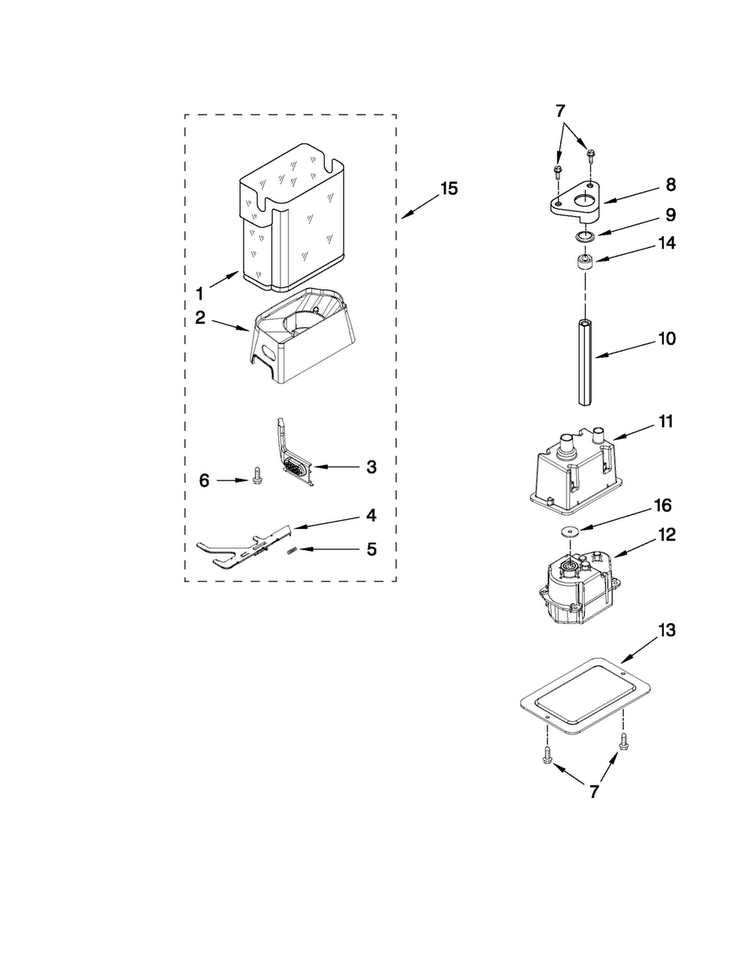 Motor And Ice Container Parts Diagram and Parts List for JS42SEDUDW13  Jenn-Air Refrigerator