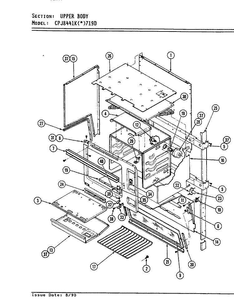 UPPER BODY Diagram and Parts List for CPJ8441KA719D  Hardwick Range