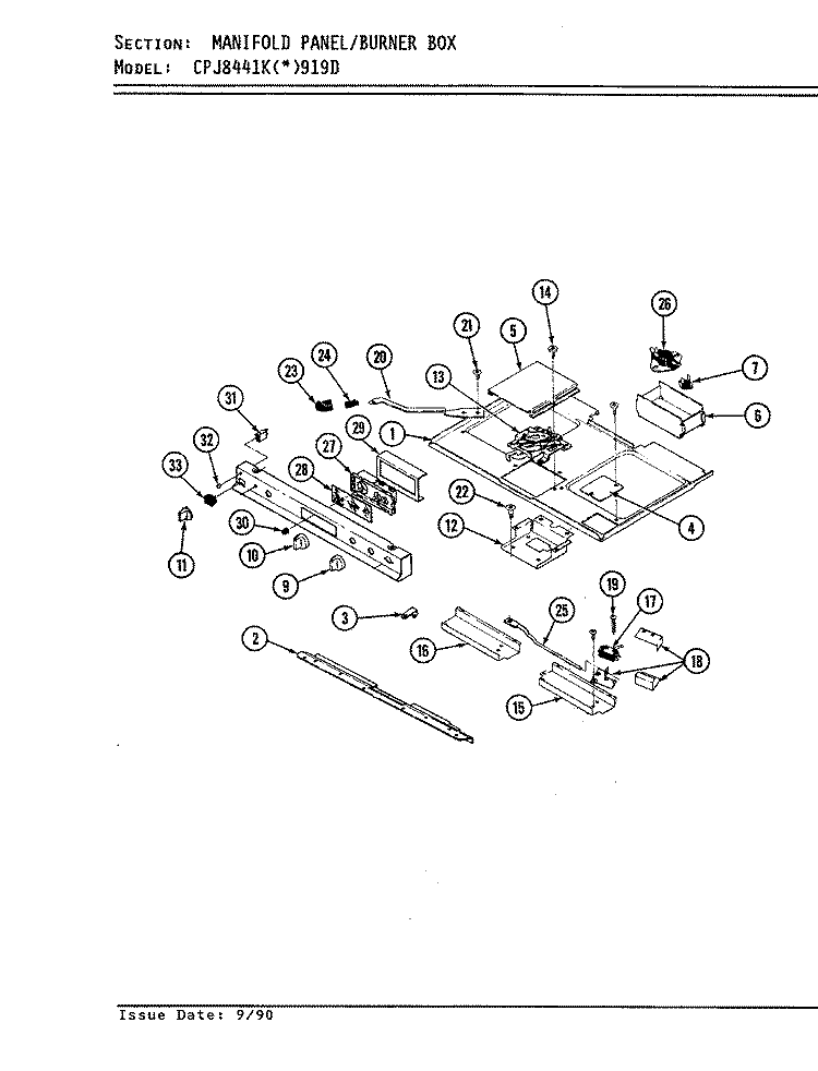 MANIFOLD PANEL / BURNER BOX Diagram and Parts List for CPJ8441KW919D  Hardwick Microwave Oven Combo