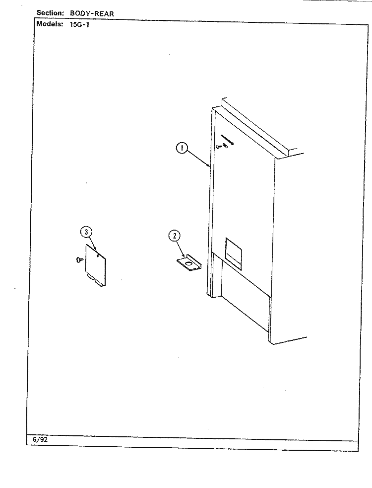 BODY (REAR) Diagram and Parts List for 15GA-1  Magic Chef Range