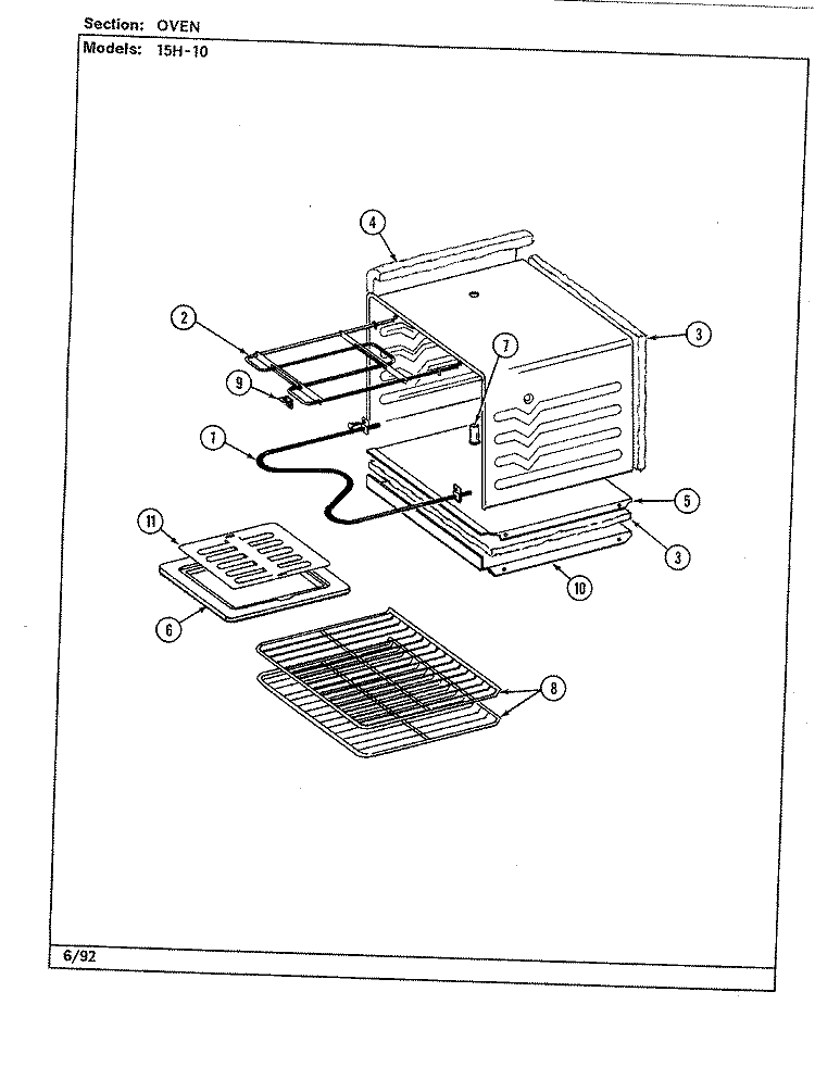 OVEN Diagram and Parts List for 15HA-10-94  Magic Chef Range