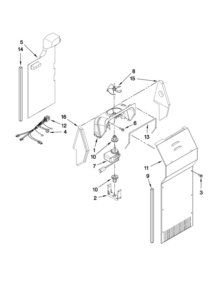 Air Flow Parts Diagram and Parts List for MSD2272VES02  Maytag Refrigerator