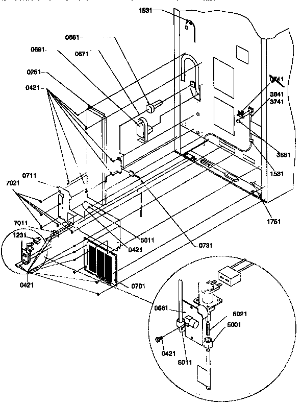 Cabinet Back Diagram and Parts List for 77275-P1311201WE  Amana Refrigerator