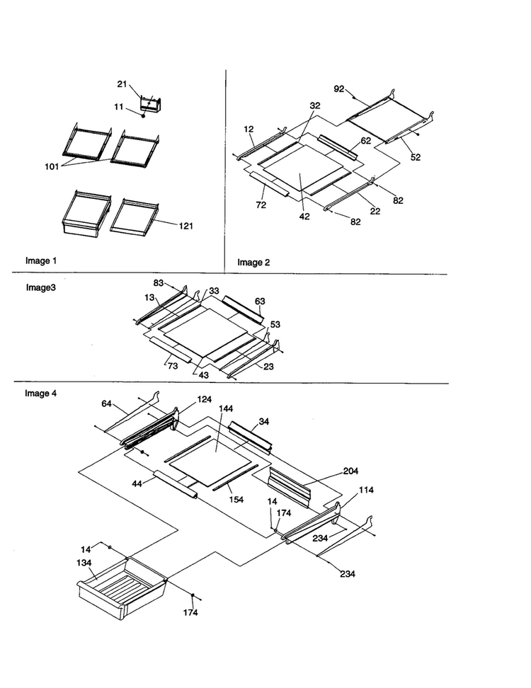 Shelf And Meatkeeper Assembly Diagram and Parts List for BR18VW-P1320703WW  Amana Refrigerator