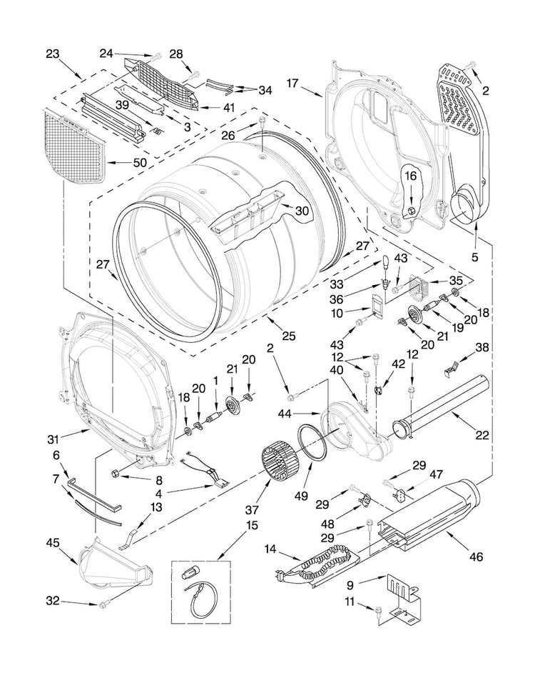 Bulkhead Parts Diagram and Parts List for MEDZ600WR0  Maytag Dryer