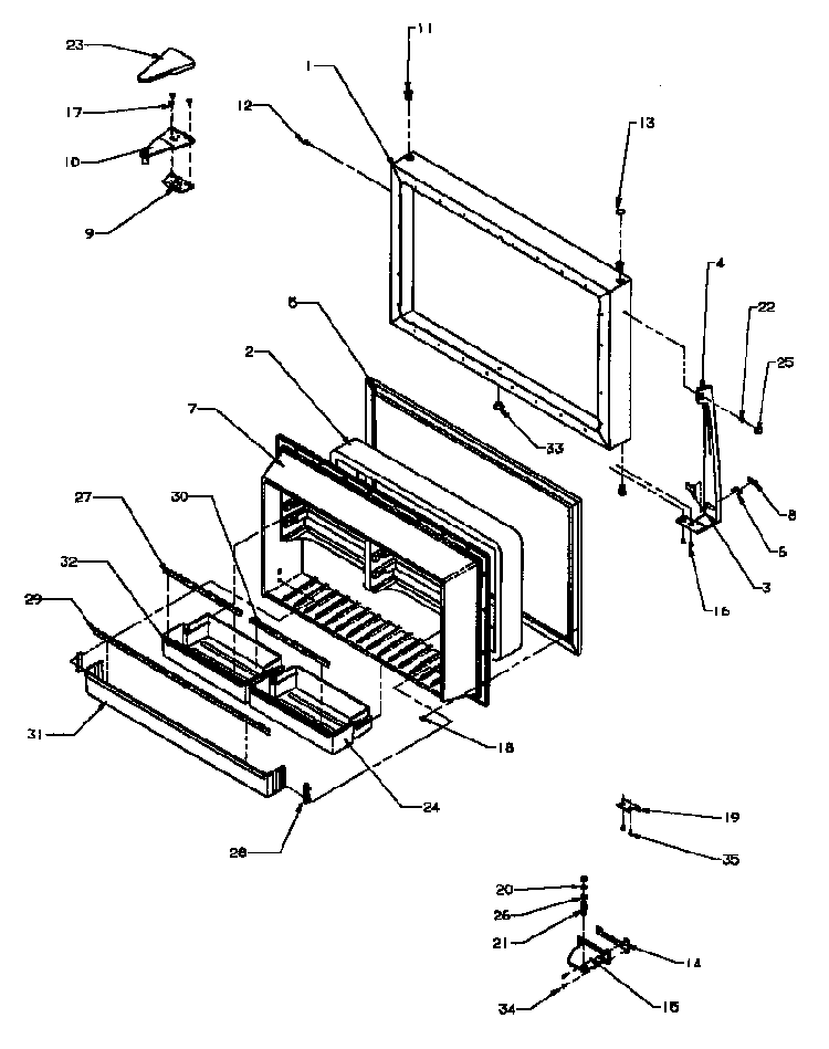 Freezer Door Diagram and Parts List for TG18R2-P1181701WW  Amana Refrigerator