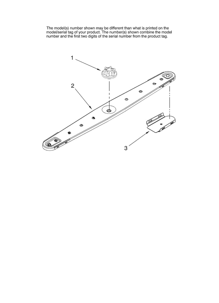 Lower Washarm Parts Diagram and Parts List for JDB1255AWB1  Jenn-Air Dishwasher