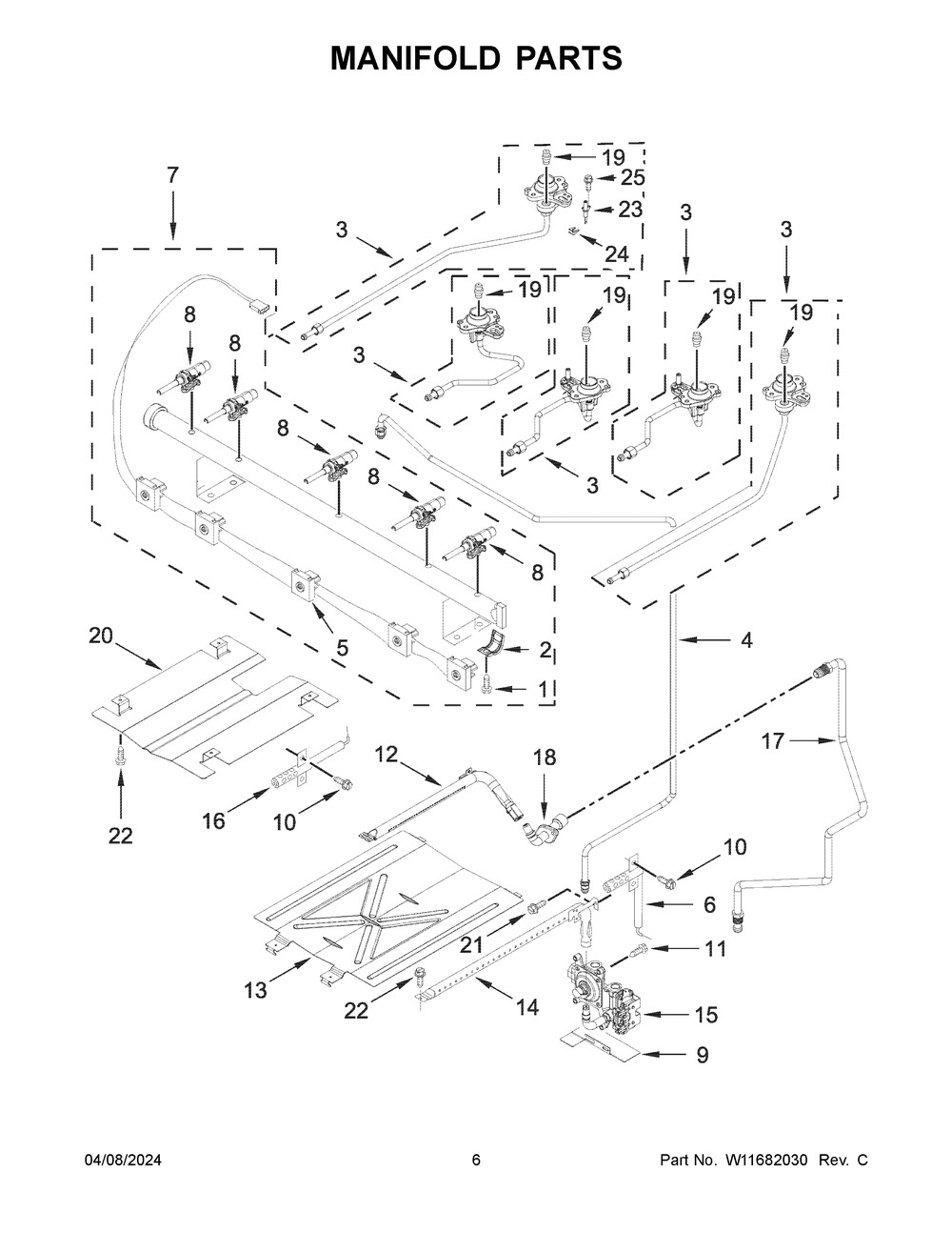 Manifold Parts Diagram and Parts List for MGR6600PZ0  Maytag Range