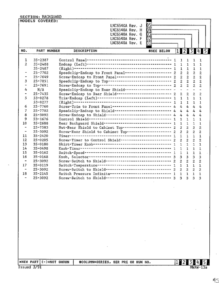 Washer/backguard Page 3 Diagram and Parts List for 6540A REV D Norge Washer