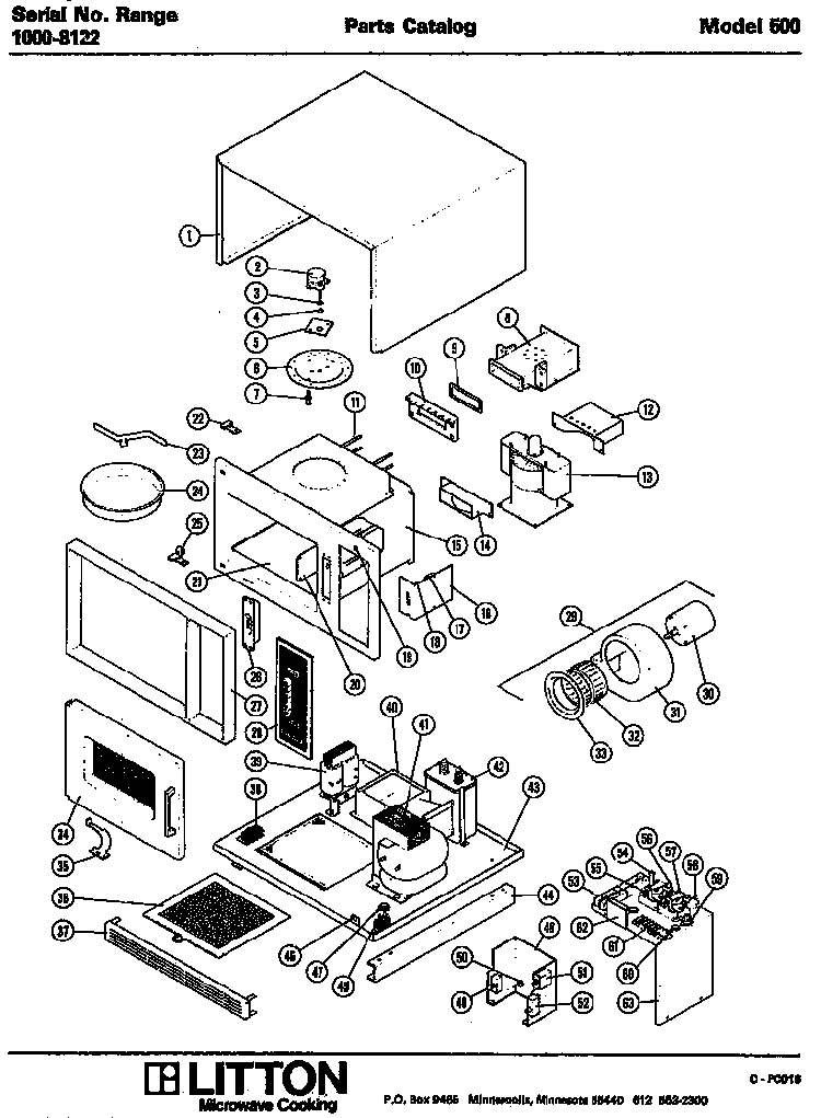 Section 12 Diagram and Parts List for 70 0502 Amana Microwave