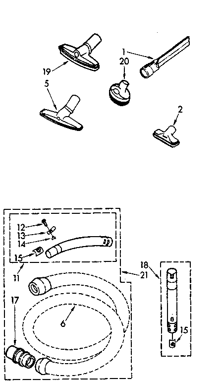 Attachment Parts Diagram and Parts List for 11620600  Kenmore Canister Vacuum