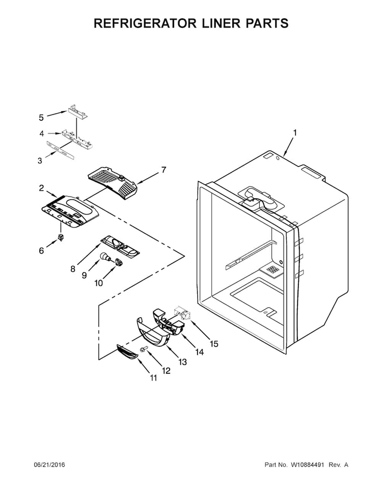 Refrigerator Liner Parts Diagram and Parts List for MBR1957FEZ00  Maytag Refrigerator