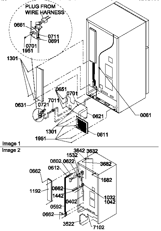 Cabinet Back Diagram and Parts List for TA18TW-P1304501WW  Amana Refrigerator
