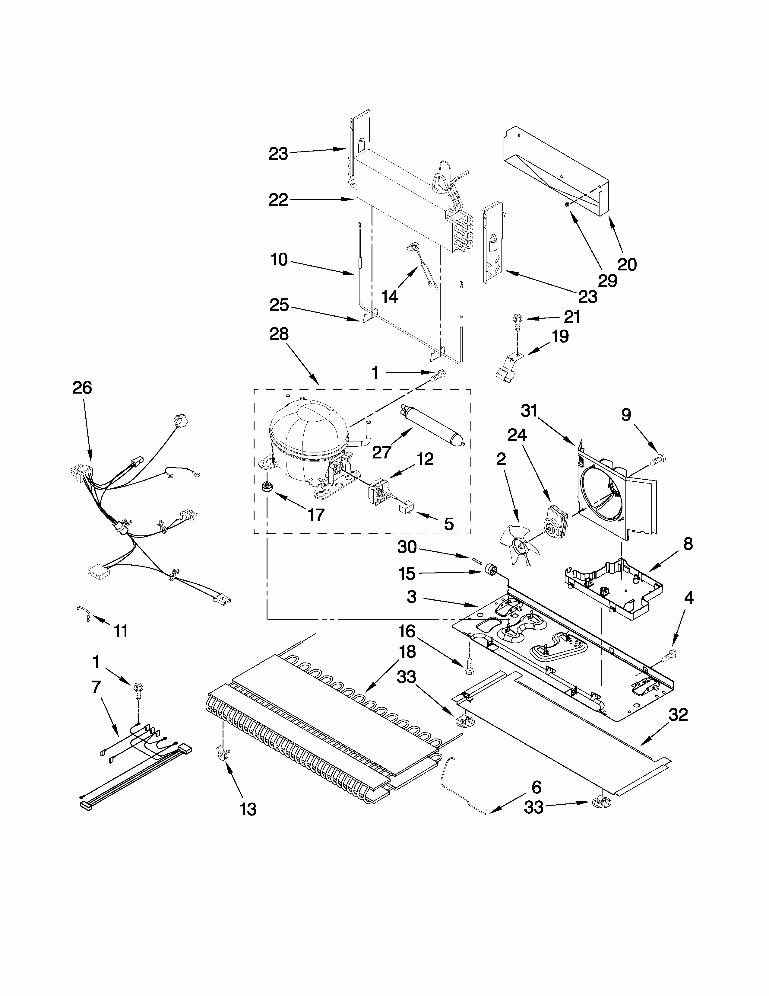 Unit Parts Diagram and Parts List for G37025PEAS1  Maytag Refrigerator