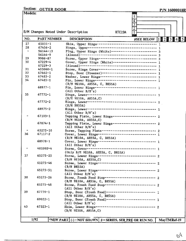 Outer Door Page 3 Diagram and Parts List for 19694  Maytag Refrigerator