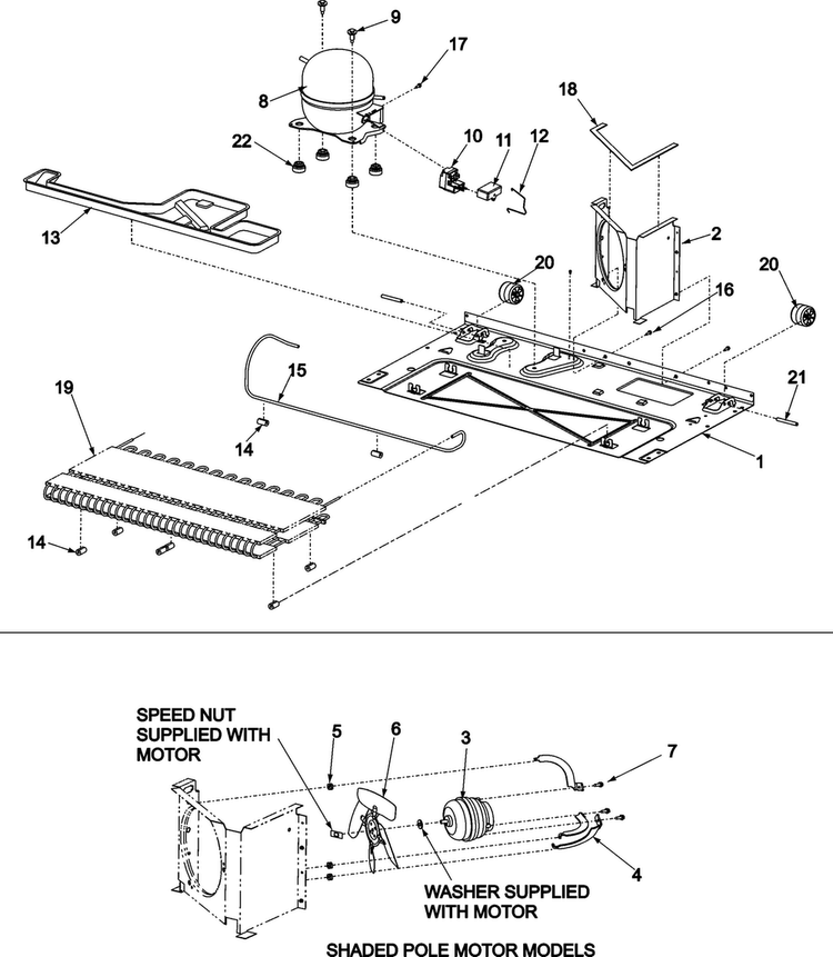 Compressor Diagram and Parts List for ARB2217CW1  Amana Refrigerator