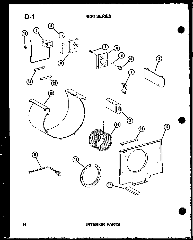 Interior Parts Diagram and Parts List for ES624-3R P67119-1R Amana Air Conditioner