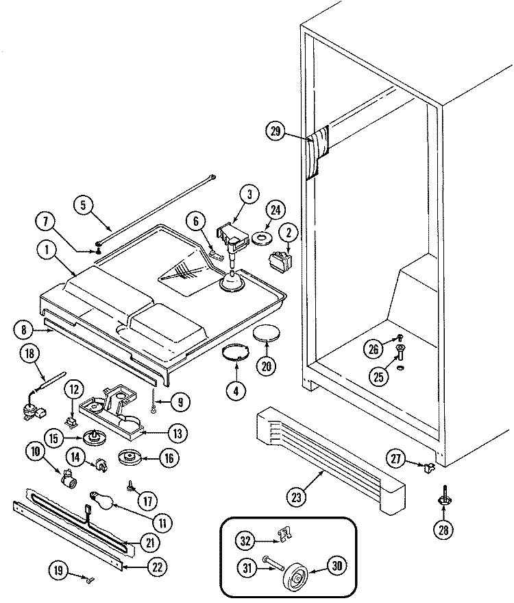 FRESH FOOD COMPARTMENT Diagram and Parts List for GT15A6XV  Admiral Refrigerator