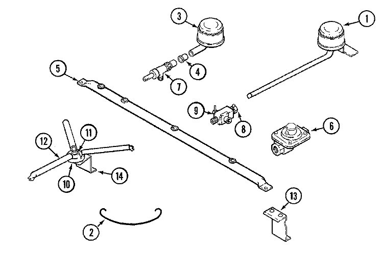 BURNER ASSEMBLY Diagram and Parts List for 85RA-4T  Magic Chef Cooktop