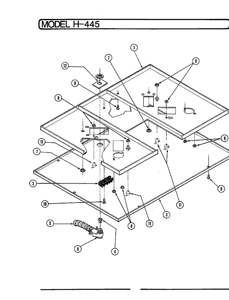 BURNER BOX Diagram and Parts List for H-445  Hardwick Cooktop