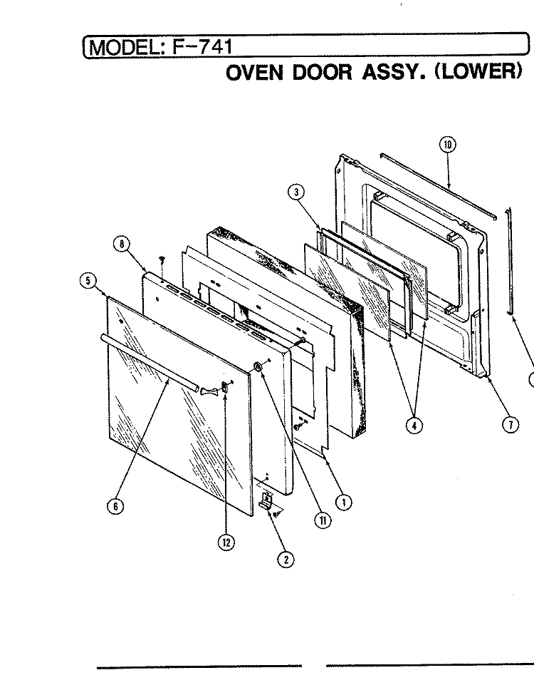 DOOR ASSY. (LOWER) Diagram and Parts List for EPF7-41819AE  Hardwick Wall Oven