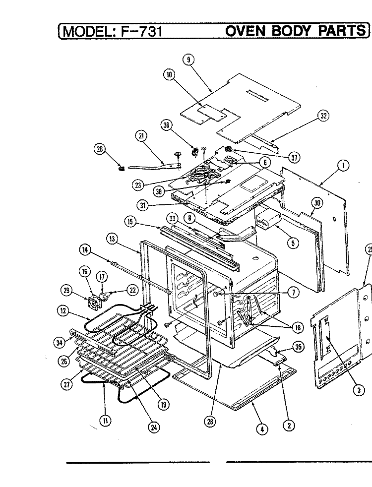 BODY Diagram and Parts List for EPF7-31819AE  Hardwick Wall Oven