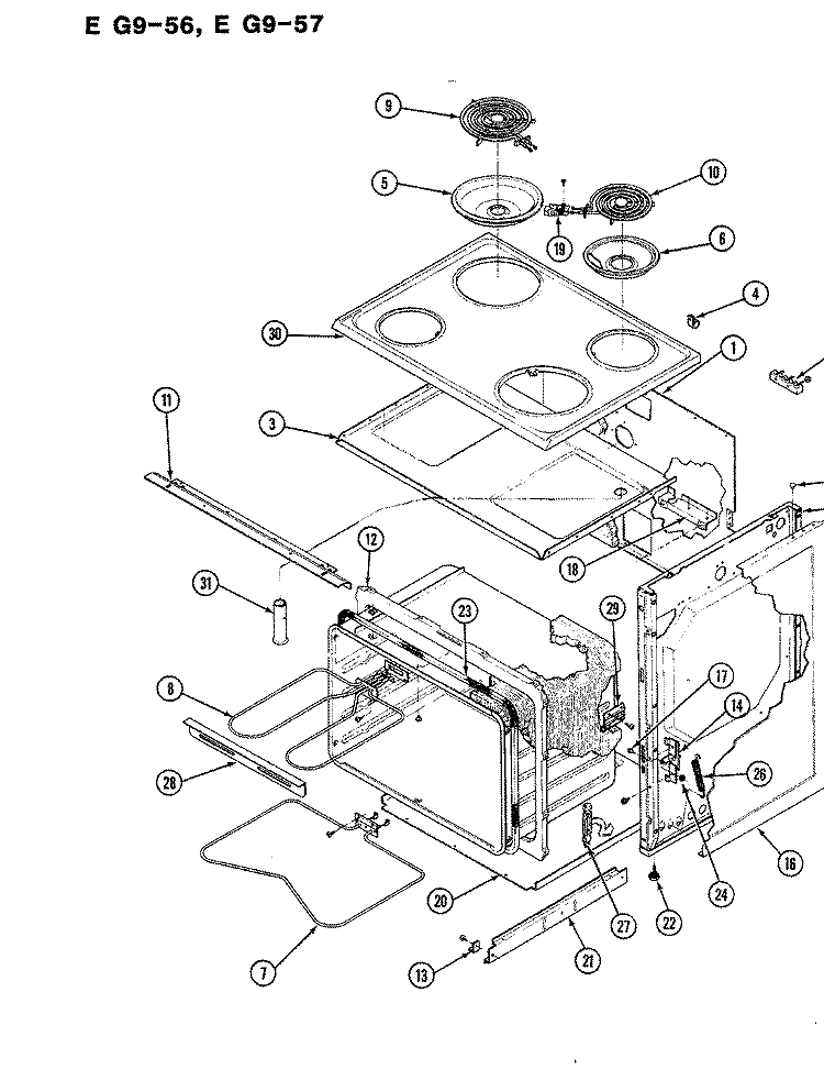 BODY Diagram and Parts List for EG956W429  Hardwick Range