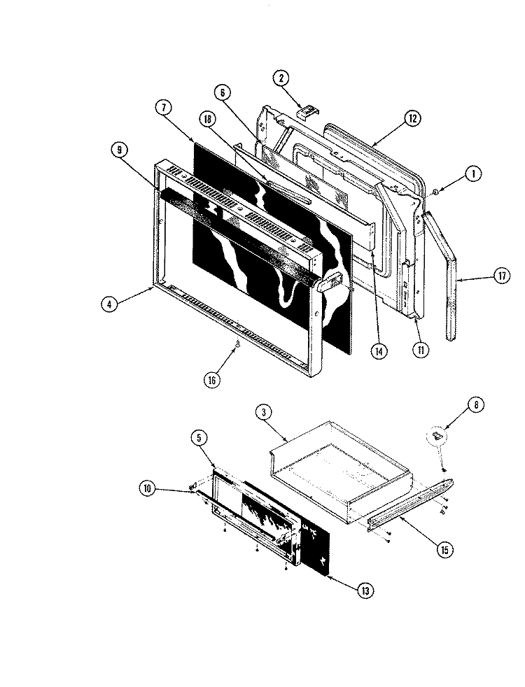 DOOR ASSEMBLY (LOWER) Diagram and Parts List for EPE861KW929A  Hardwick Microwave Oven Combo