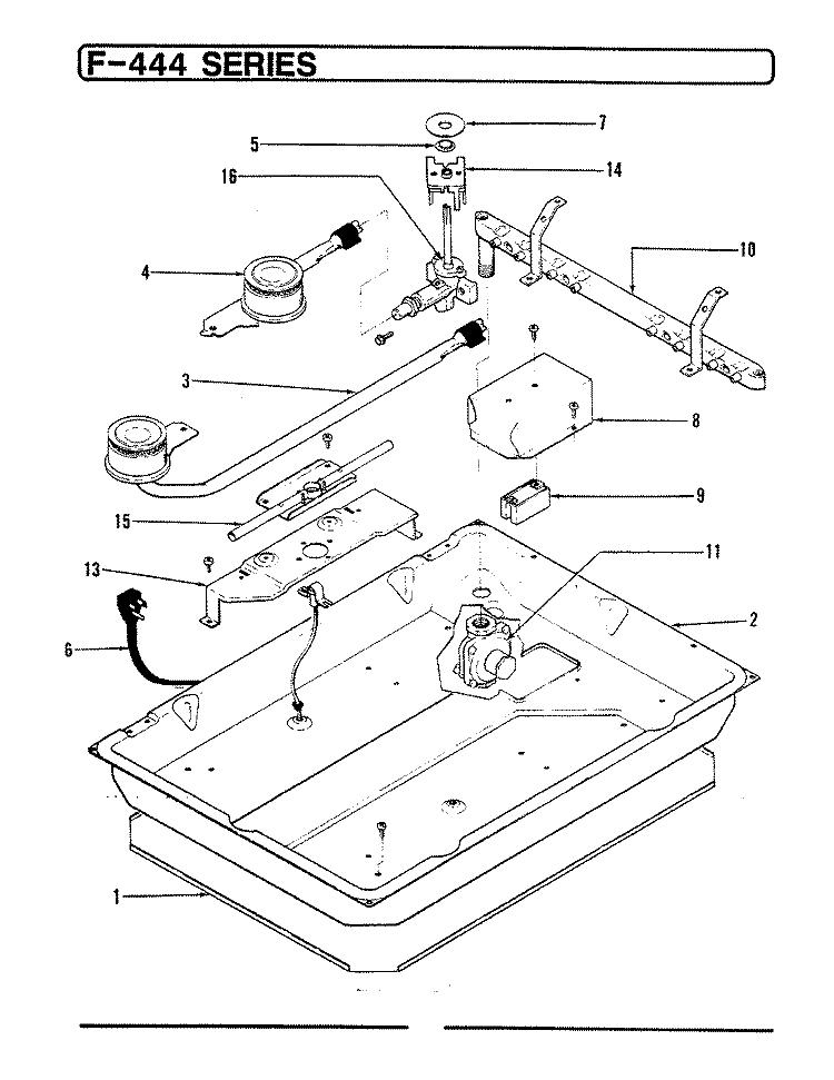 GAS CONTROLS (F - 444) Diagram and Parts List for F-414  Hardwick Cooktop
