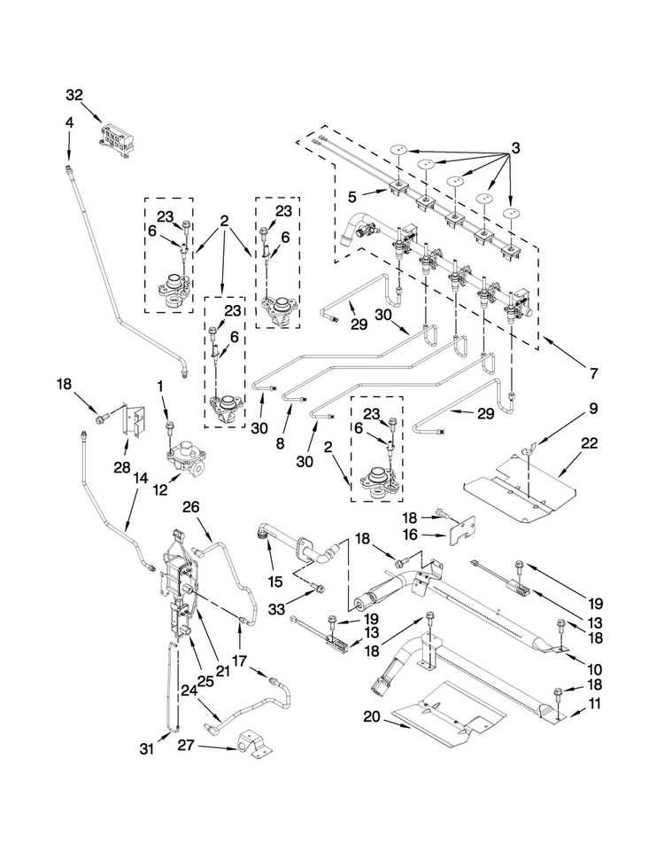 Manifold Parts Diagram and Parts List for MGR6775BDQ18  Maytag Range